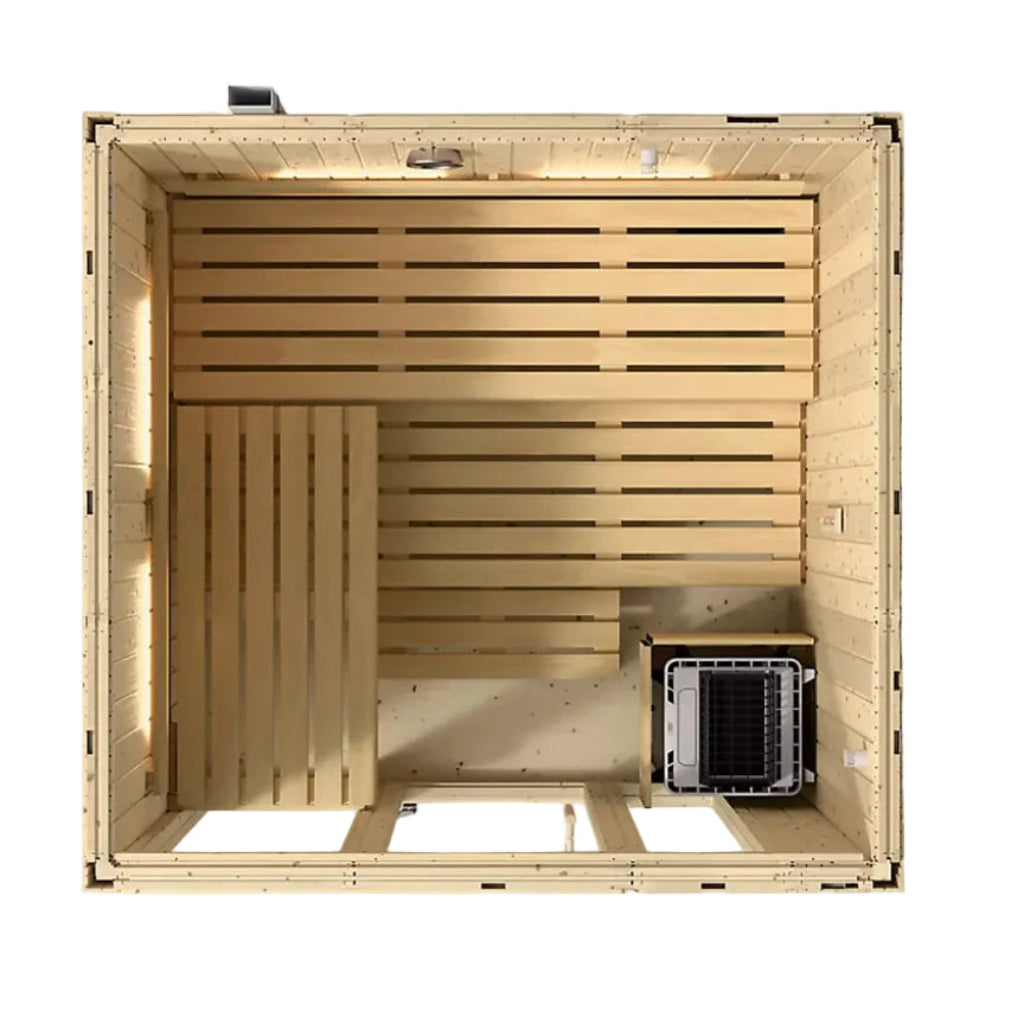 Kohler C1 5-person indoor sauna with floor open top view