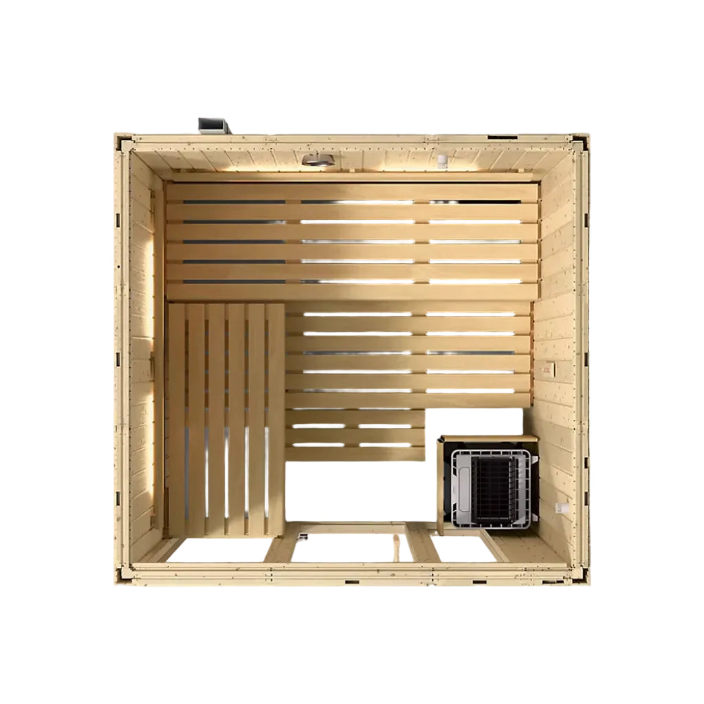 Kohler C1 5-person indoor traditional sauna without floor top open view