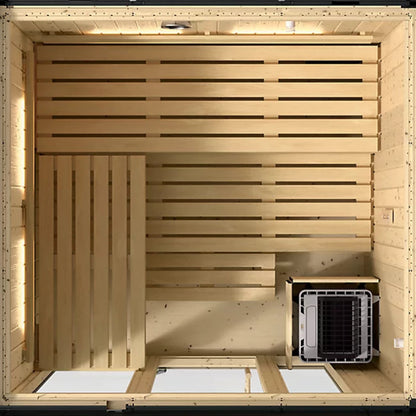 Kohler C1 5 person indoor sauna with floor-open top view