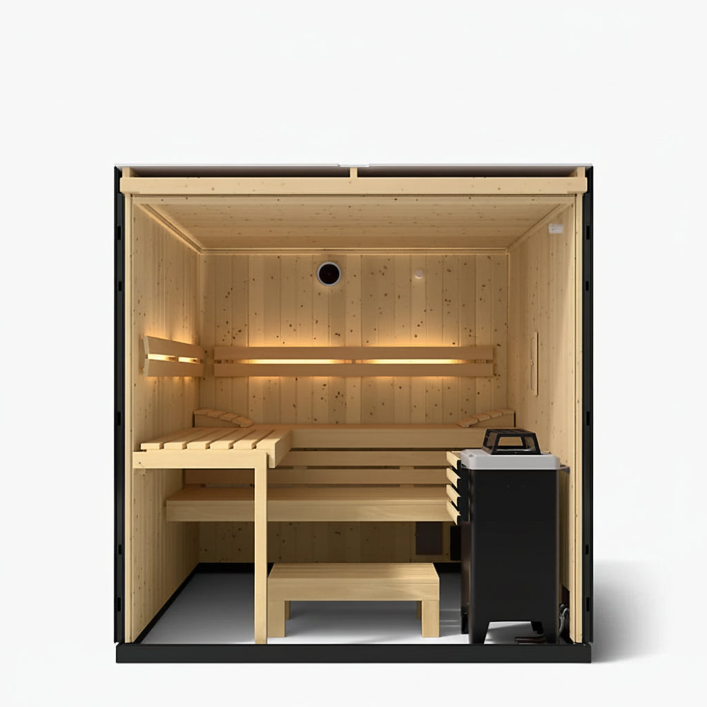 Kohler C1 5 person indoor sauna without floor open front view