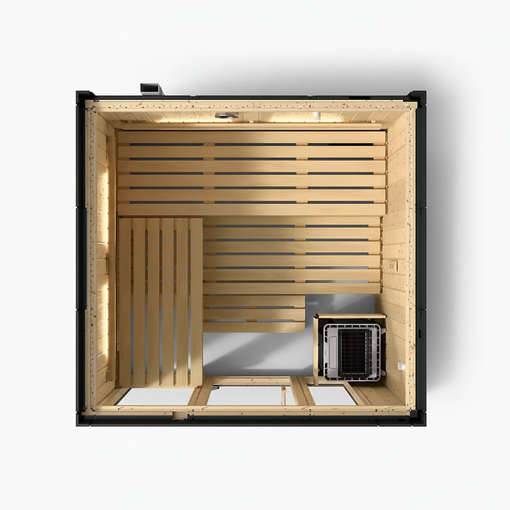 Kohler C1 5 person indoor sauna without floor open top view