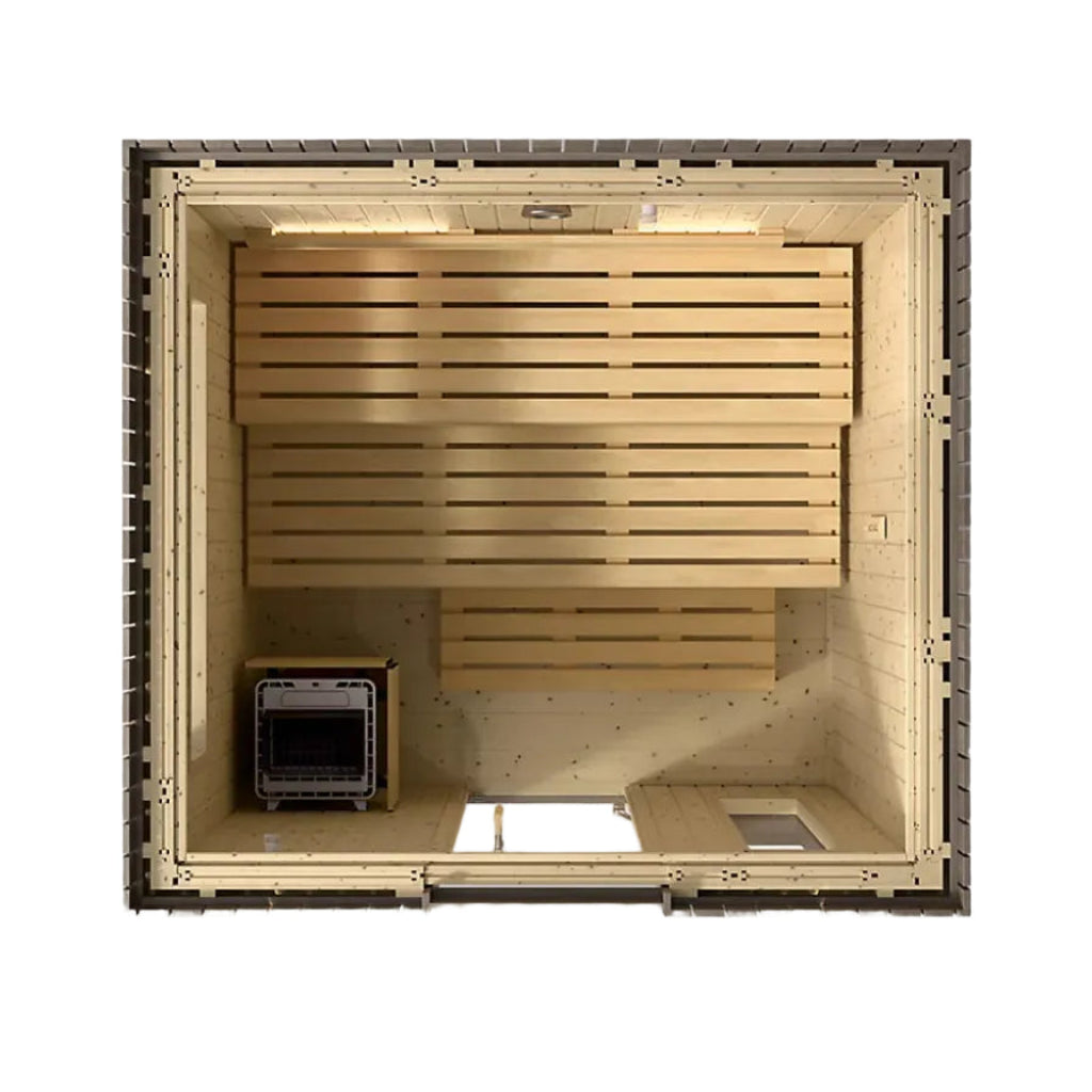 Kohler C2 5 Person Outdoor Traditional Sauna-top open view