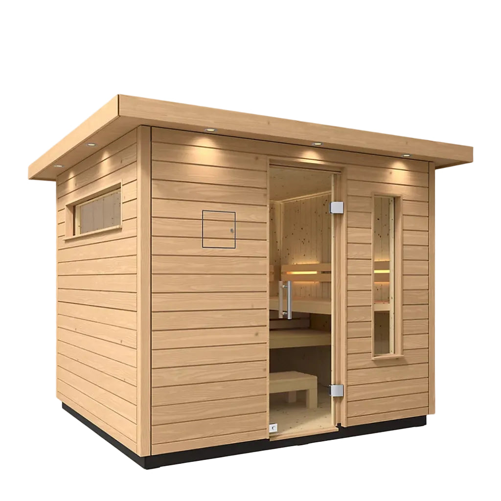 Kohler C2 Outdoor 6 person traditional sauna-angled view