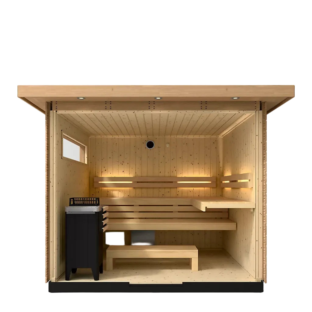 Kohler C2 Outdoor 6 person traditional sauna-open front view