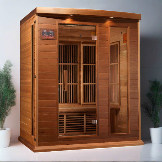 Maxxus Saunas 3 Person Low EMF FAR Infrared Canadian Red Cedar Sauna MX-K306-01 CED