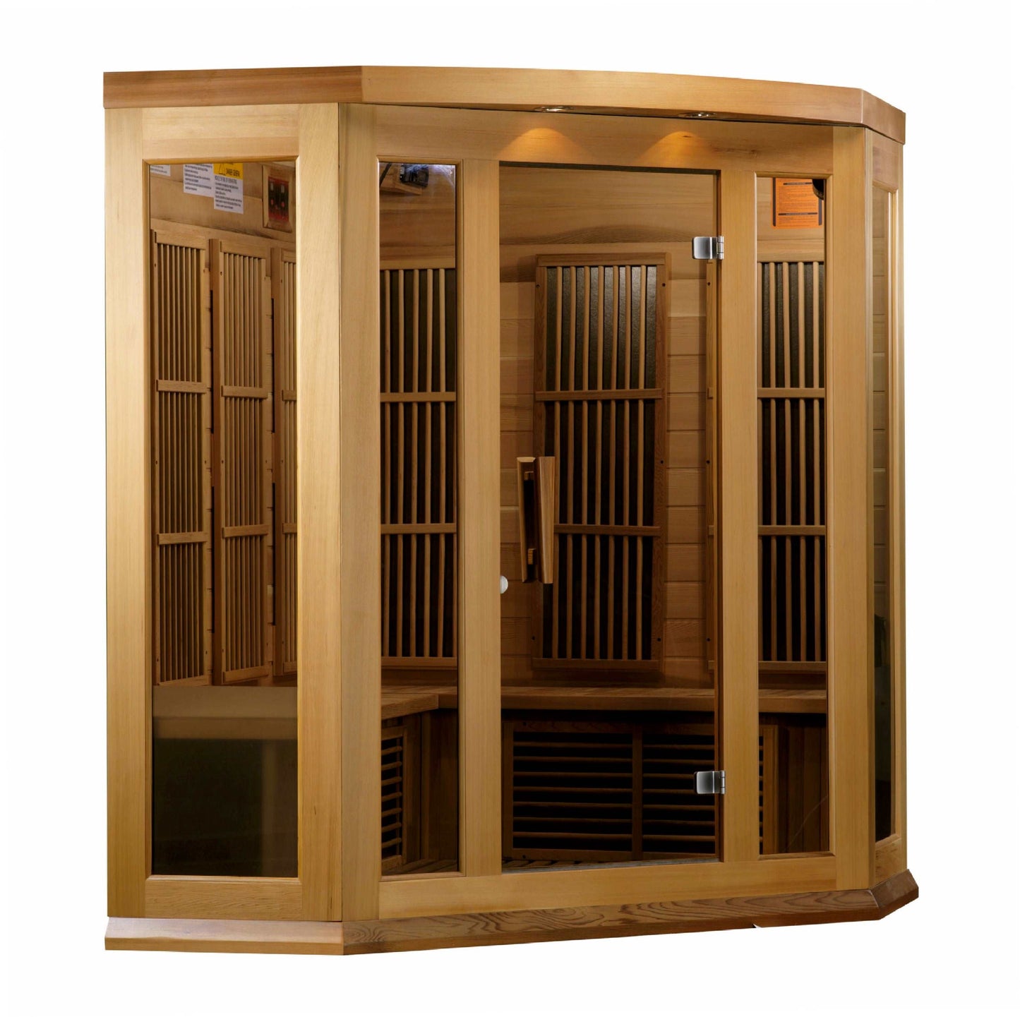 Maxxus Saunas 3 Person Corner Low EMF FAR Infrared Canadian Red Cedar Sauna MX-K356-01 CED