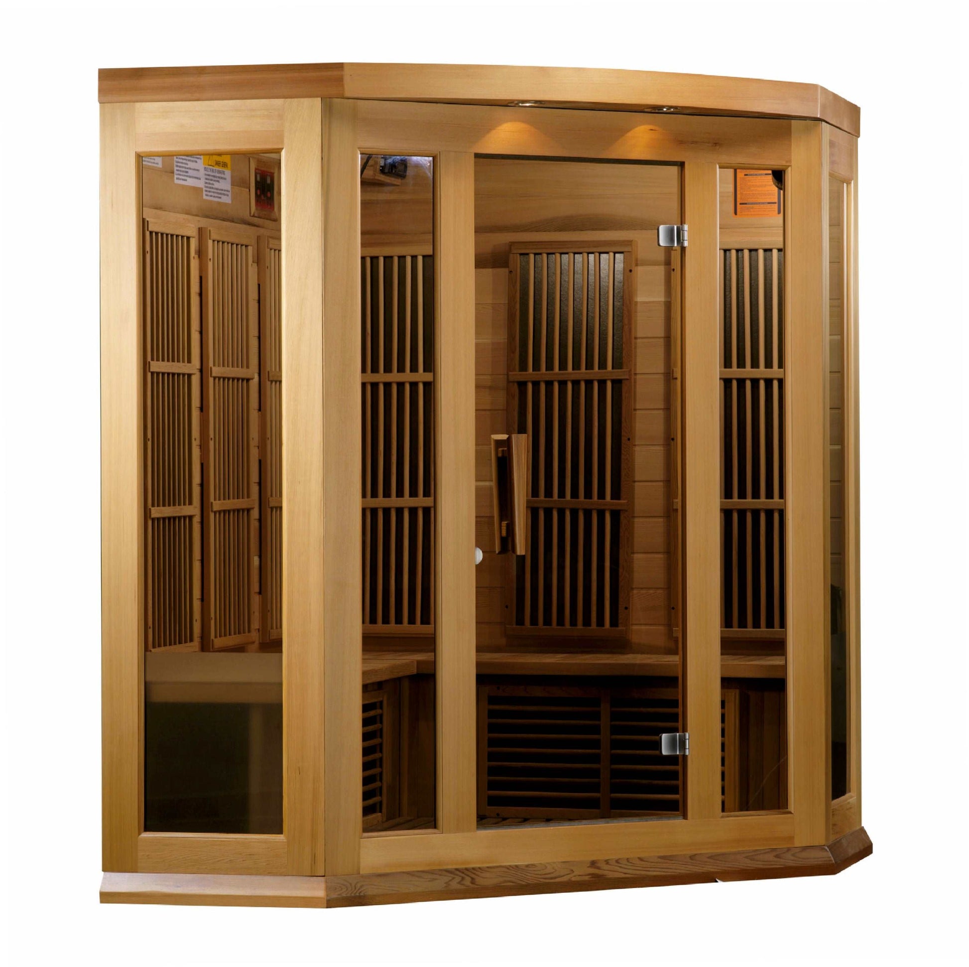 Maxxus Saunas 3 Person Corner Low EMF FAR Infrared Canadian Red Cedar Sauna MX-K356-01 CED