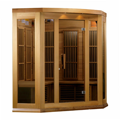 Maxxus Saunas 3 Person Corner Low EMF FAR Infrared Canadian Red Cedar Sauna MX-K356-01 CED