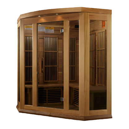 Maxxus Saunas 3 Person Corner Low EMF FAR Infrared Canadian Red Cedar Sauna MX-K356-01 CED