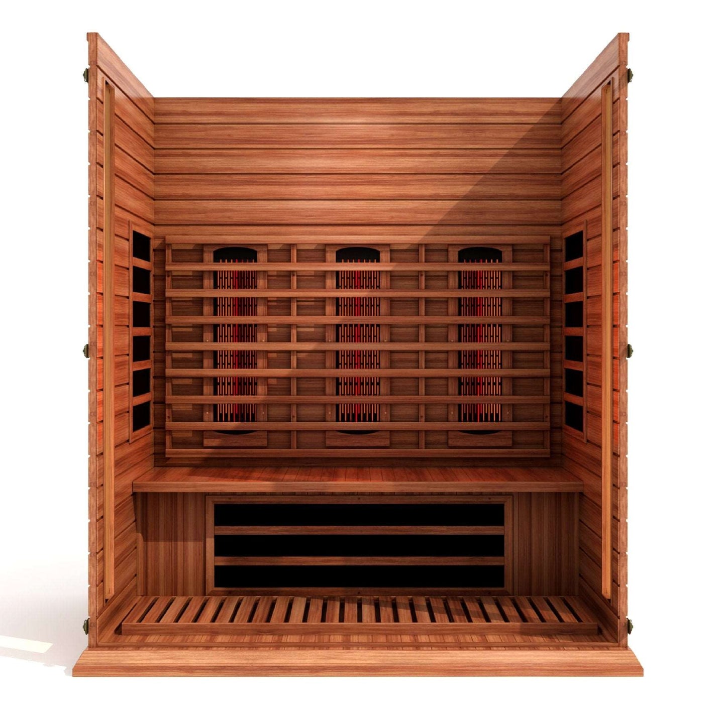 Maxxus 3 Person Full Spectrum Near Zero EMF FAR Infrared Canadian Red Cedar Sauna MX-M306-01-FS CED Inside