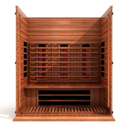 Maxxus 3 Person Full Spectrum Near Zero EMF FAR Infrared Canadian Red Cedar Sauna MX-M306-01-FS CED Inside