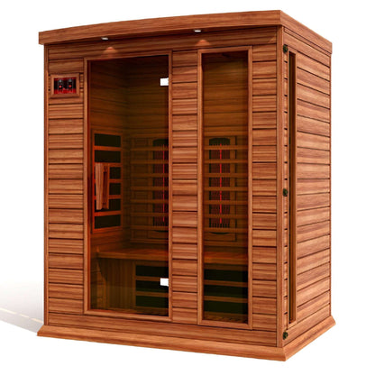 Maxxus 3 Person Full Spectrum Near Zero EMF FAR Infrared Canadian Red Cedar Sauna MX-M306-01-FS CED