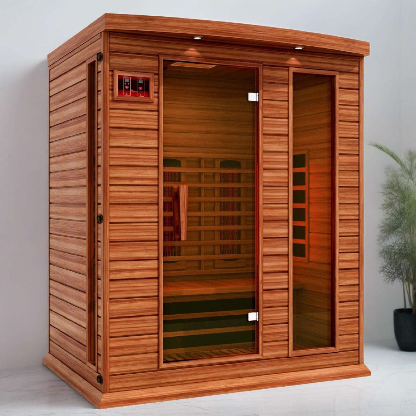 Maxxus 3 Person Full Spectrum Near Zero EMF FAR Infrared Canadian Red Cedar Sauna MX-M306-01-FS CED