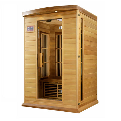 Maxxus Saunas 2 Person Low EMF FAR Infrared Canadian Red Cedar Sauna MX-K206-01 CED Right Side View on white background