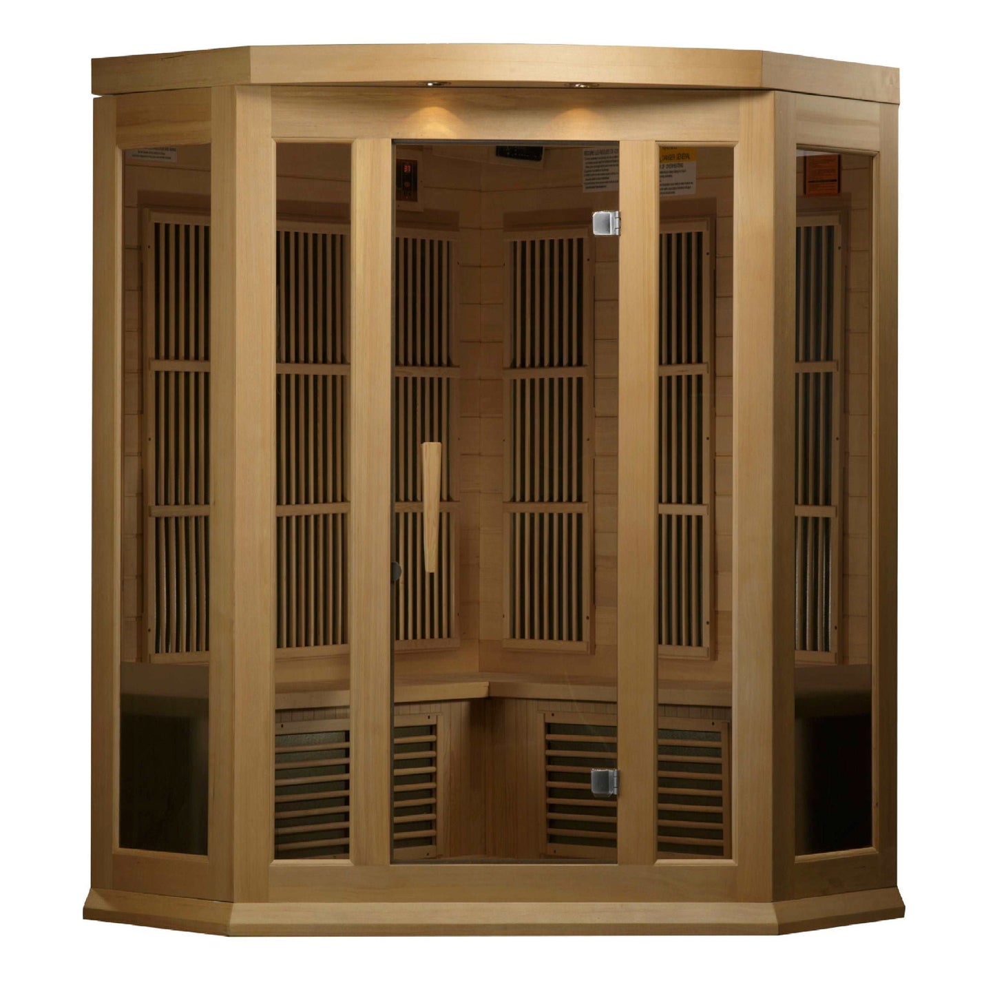 Maxxus 3 Person Corner Low EMF FAR Infrared Sauna MX-K356-01 Front View on white background
