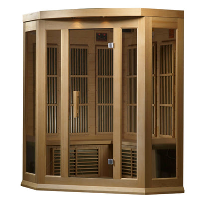 Maxxus 3 Person Corner Low EMF FAR Infrared Sauna MX-K356-01, Right Side View on white background