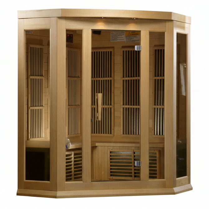 Maxxus 3 Person Corner Low EMF FAR Infrared Sauna MX-K356-01 on white background