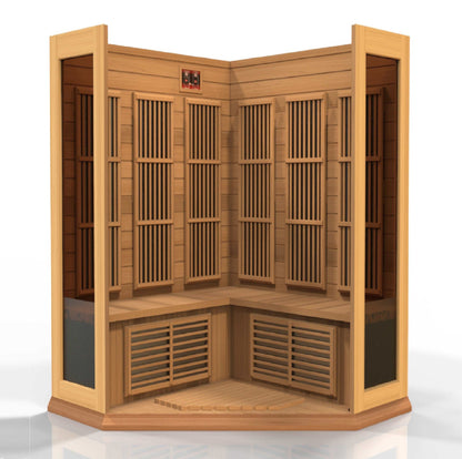 Maxxus Saunas 3 Person Corner Low EMF FAR Infrared Canadian Red Cedar Sauna MX-K356-01 CED