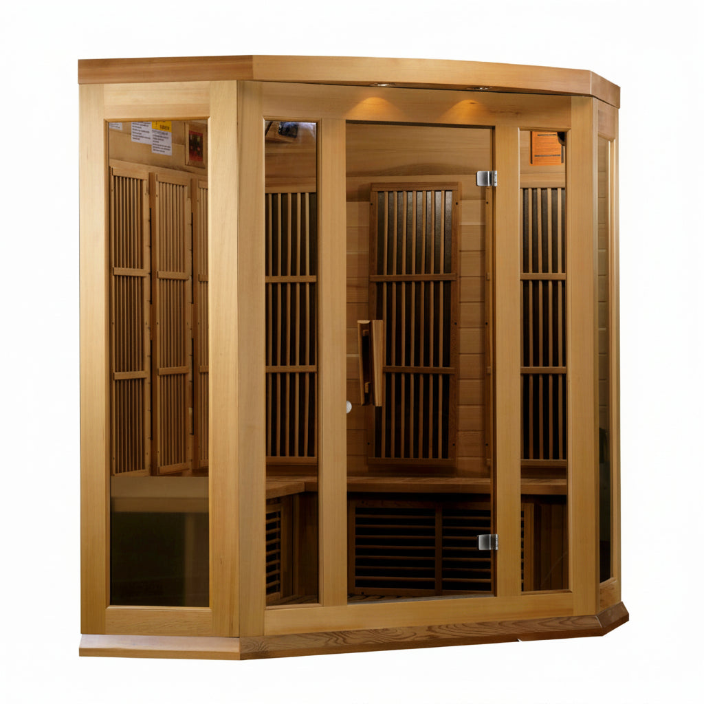 Maxxus 3 Person Low EMF Corner Far Infrared Sauna MX-K356-01 CED on white background