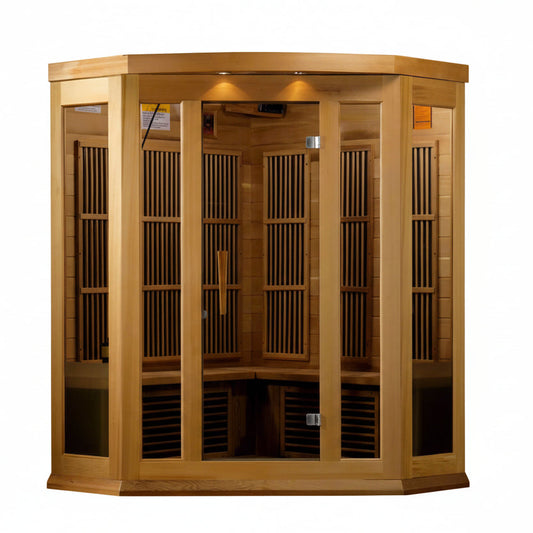 Maxxus Saunas 3 Person Corner Low EMF Far Infrared Canadian Red Cedar Sauna MX-K356-01 CED