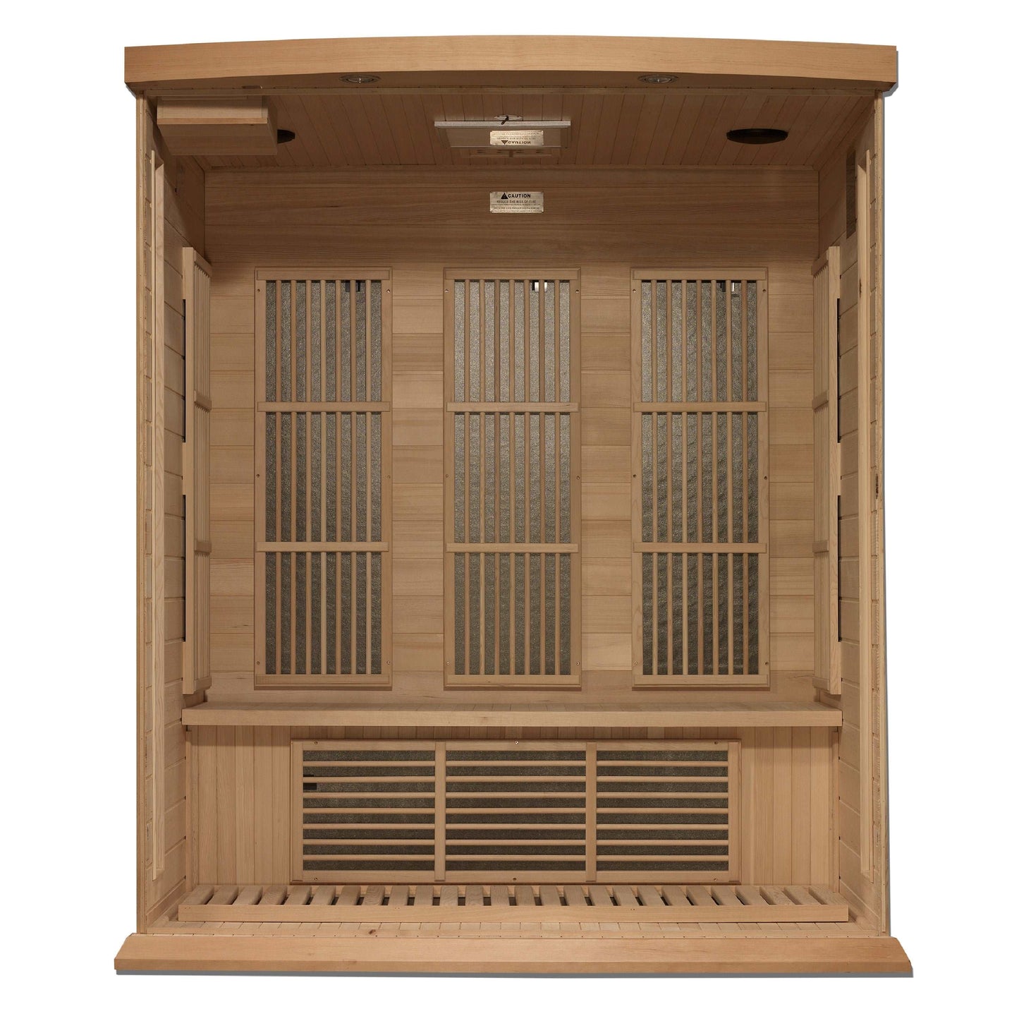 Maxxus 3 Person Near Zero EMF FAR Infrared Sauna MX-K306-01-ZF Inside on white background