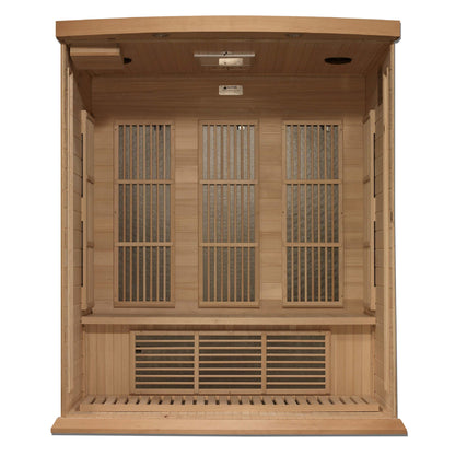 Maxxus 3 Person Near Zero EMF FAR Infrared Sauna MX-K306-01-ZF Inside on white background
