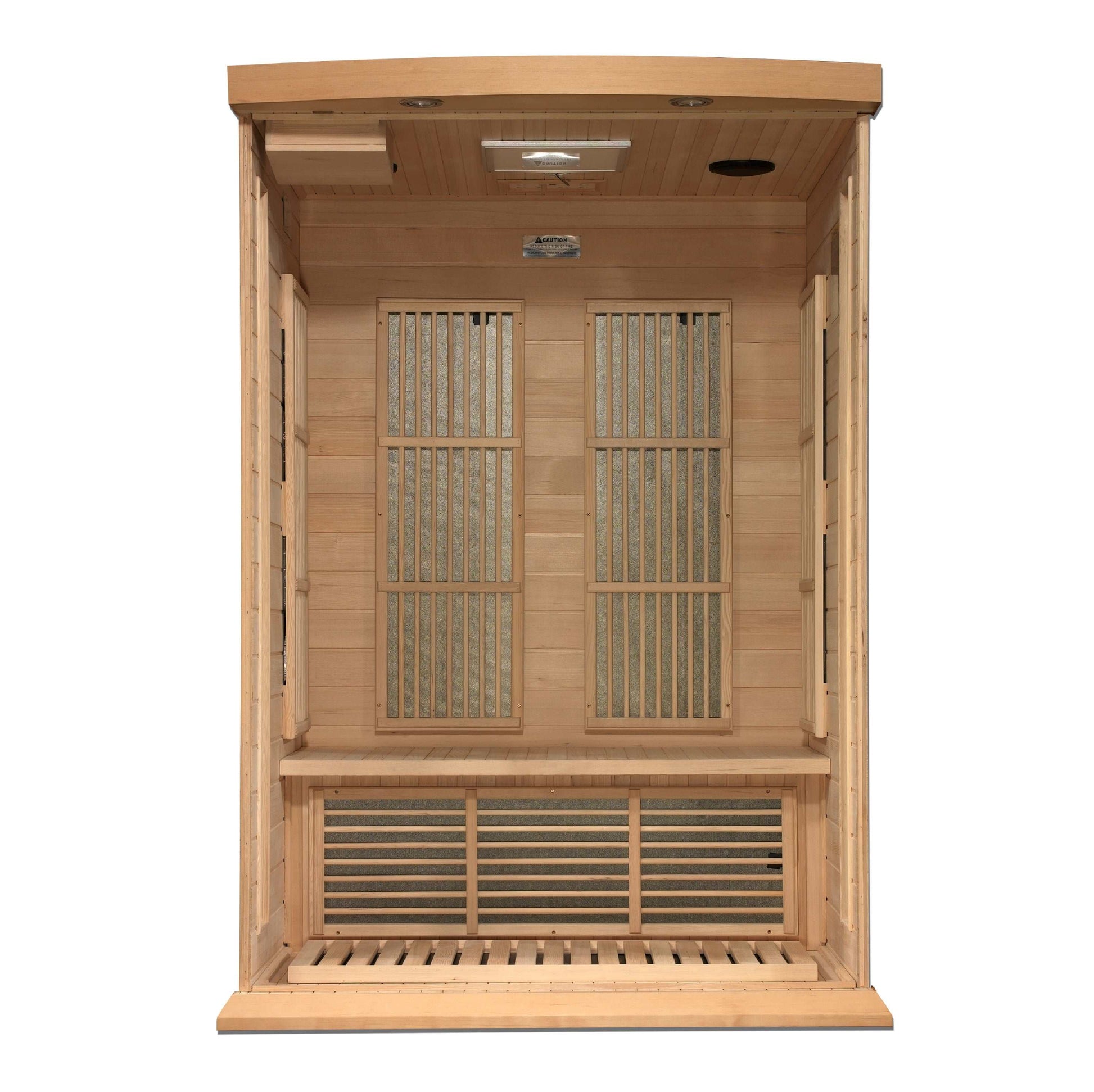 Inside Maxxus 2 Person Near Zero EMF FAR Infrared Sauna MX-K206-01-ZF Interior on white background
