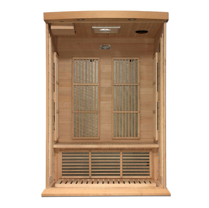 Inside Maxxus 2 Person Near Zero EMF FAR Infrared Sauna MX-K206-01-ZF Interior on white background