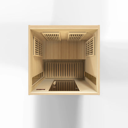Maxxus Near Zero EMF 2 Person Far Infrared Sauna, Top Interior View on white background
