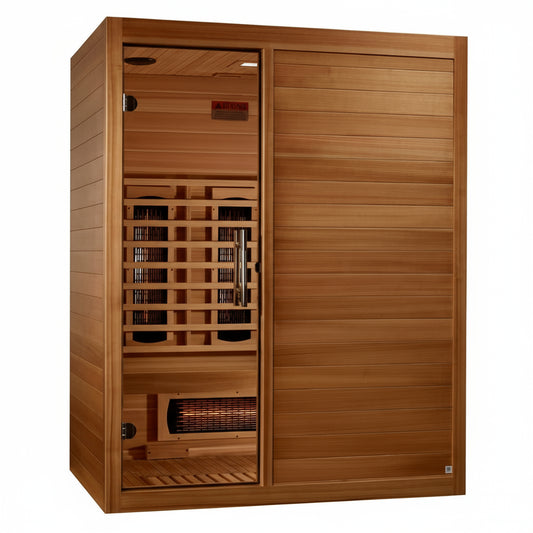 Maxxus S Line 3 Person Full Spectrum Infrared Sauna, MX-S306-01 FS Angled View on white background