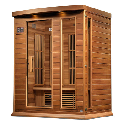 Maxxus 3 Person Near Zero EMF FAR Infrared Canadian Red Cedar Sauna MX-K306-01 ZF CED