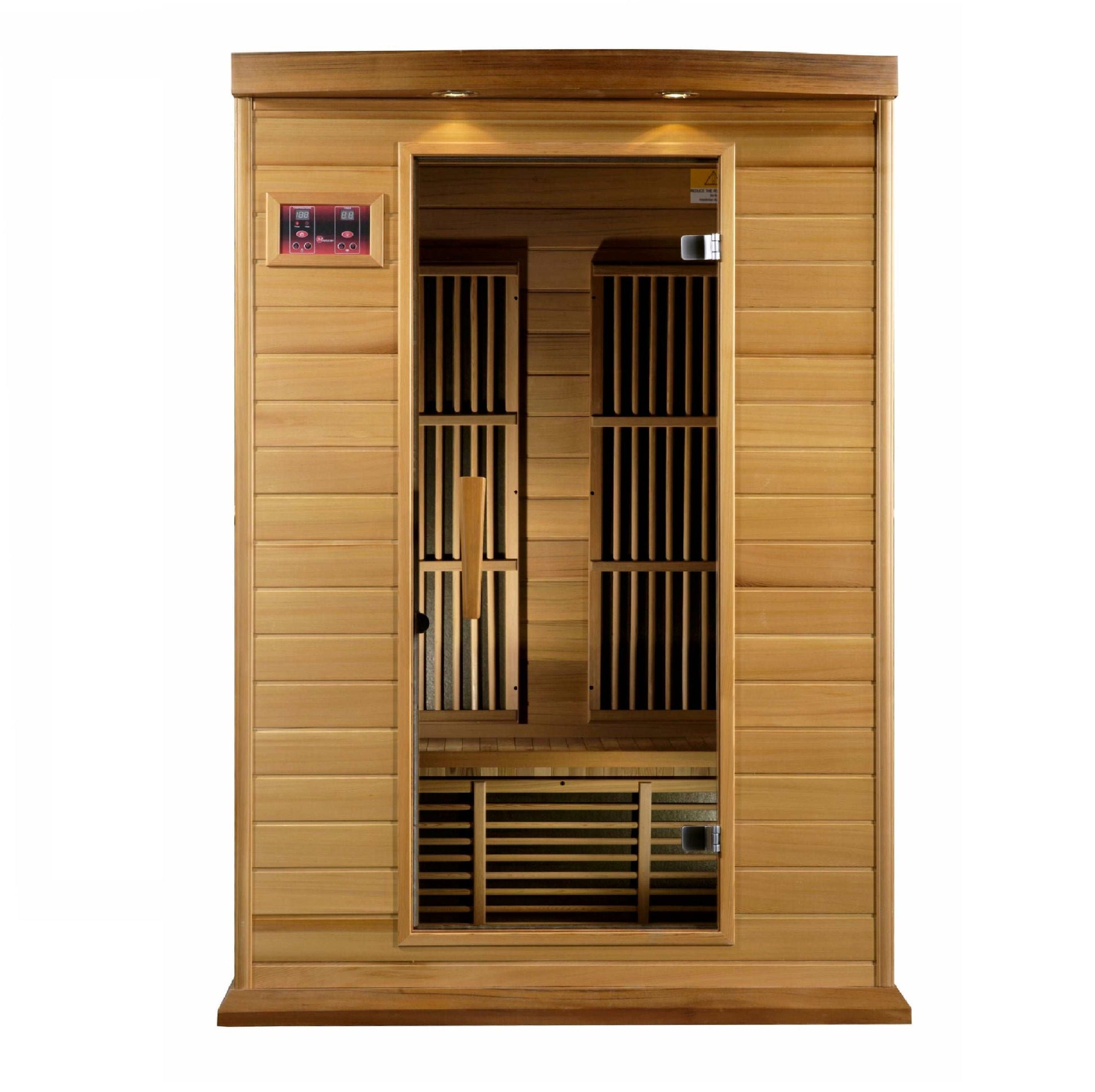 Maxxus Saunas 2 Person Low EMF FAR Infrared Canadian Red Cedar Sauna MX-K206-01 CED Front View on white background