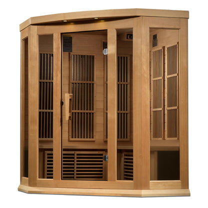 Maxxus 3 Person Corner Near Zero EMF FAR Infrared Sauna MX-K356-01-ZFZF. on white background