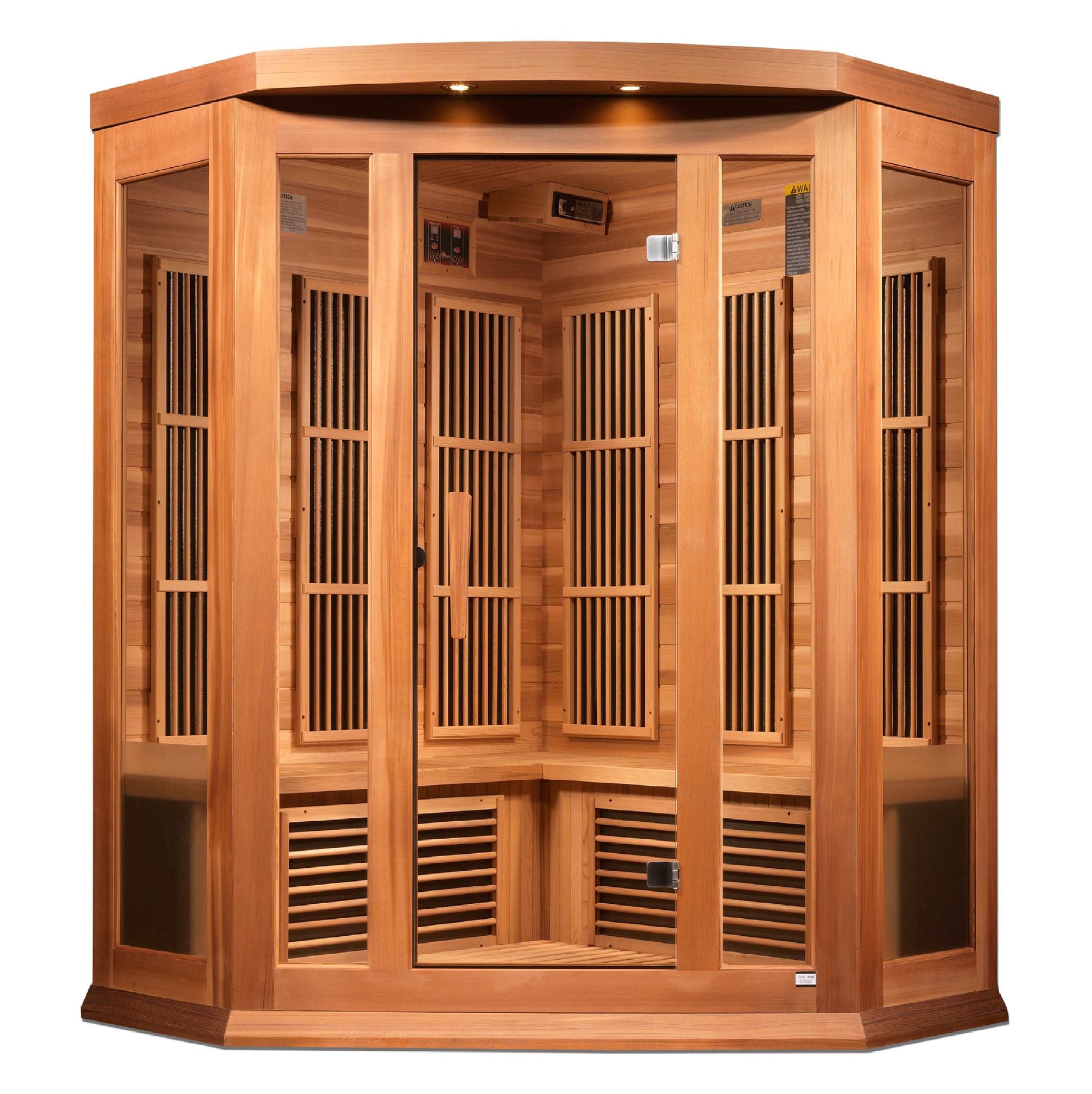 Maxxus 3 Person Corner Near Zero EMF FAR Infrared Canadian Red Cedar Sauna MX-K356-01-ZF CED
