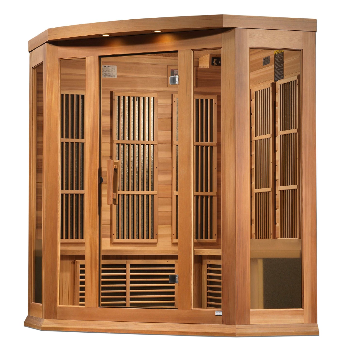 Maxxus 3 Person Corner Near Zero EMF FAR Infrared Canadian Red Cedar Sauna MX-K356-01-ZF CED