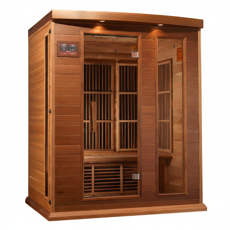 Maxxus Saunas 3 Person Low EMF FAR Infrared Canadian Red Cedar Sauna MX-K306-01 CED