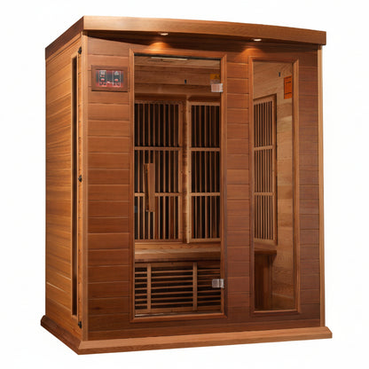 Maxxus Saunas 3 Person Low EMF FAR Infrared Canadian Red Cedar Sauna MX-K306-01 CED
