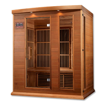 Maxxus 3 Person Low EMF FAR Infrared Canadian Red Cedar Sauna MX-K306-01 CED Right Side View on white background