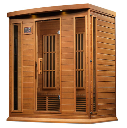 Maxxus 4 Person Cedar Near Zero EMF Far Infrared Sauna, MX-K406-01-ZF CED, right side view on white background