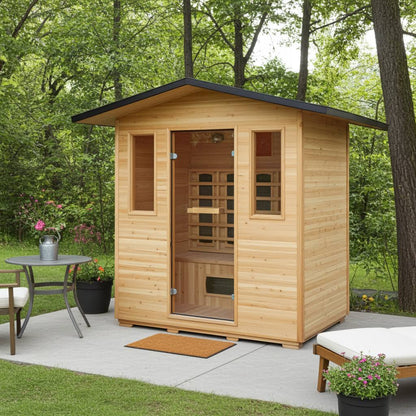 SunRay Cayenne 4-Person Outdoor Infrared Sauna 400D3 Metal Roof