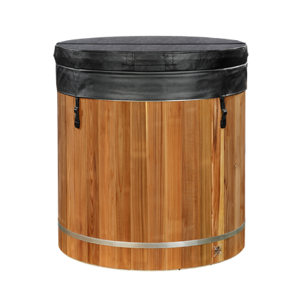 Barrel cold plunge with cover