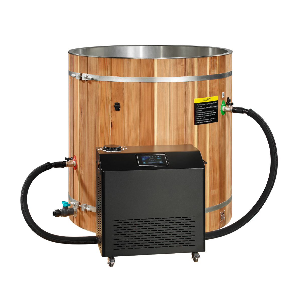 Stainless steel barrel cold plunge with chiller