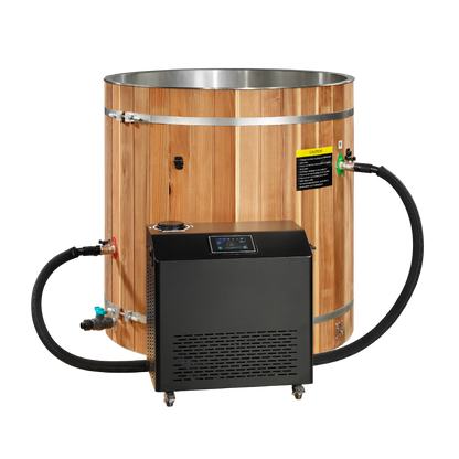 Stainless steel barrel cold plunge with chiller
