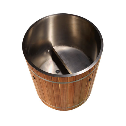 Stainless steel barrel cold plunge interior
