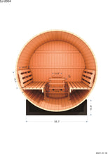 Load image into Gallery viewer, Interior of the Golden Designs Arosa 4 Person Barrel Sauna