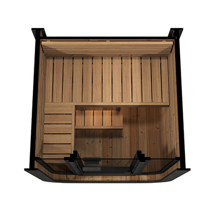 Interior of a SaunaLife CL3G outdoor traditional sauna