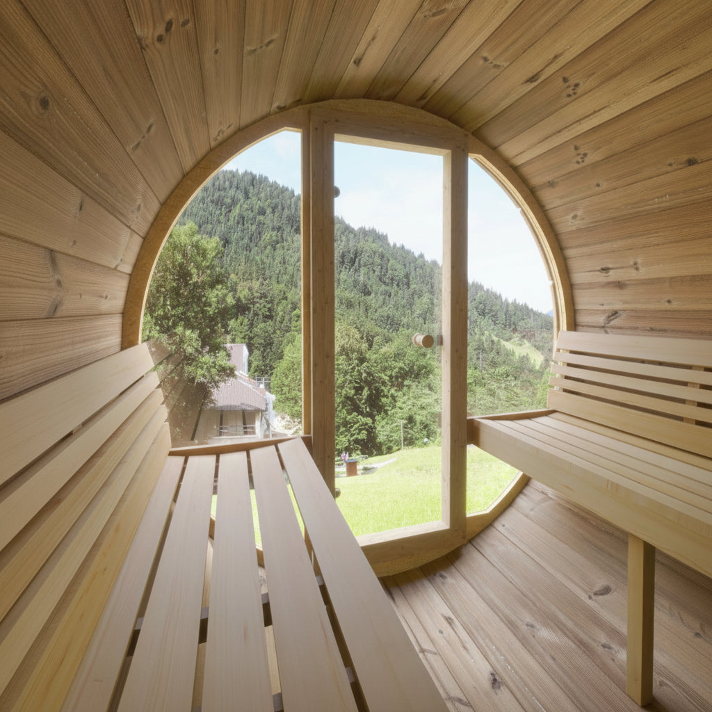 SaunaLife E7G 4 Person Barrel Sauna - Bench View