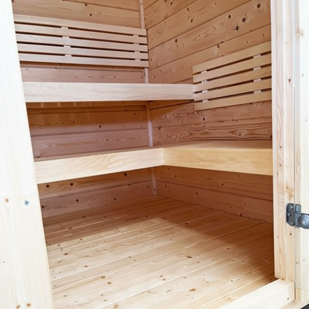 Interior of the SaunaLife G2 Outdoor Traditional Sauna