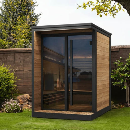 SaunaLife GL4 Outdoor Traditional Sauna in a garden