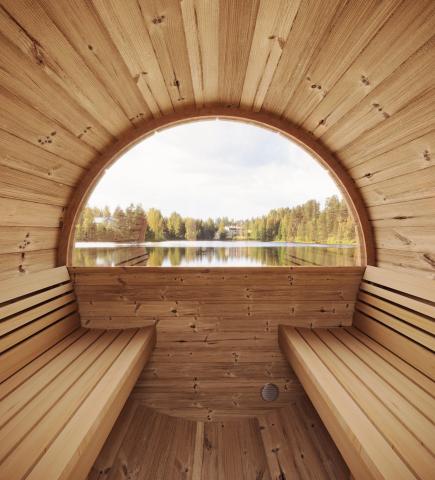 SaunaLife E8W 6 Person Barrel Sauna Panoramic Window 2